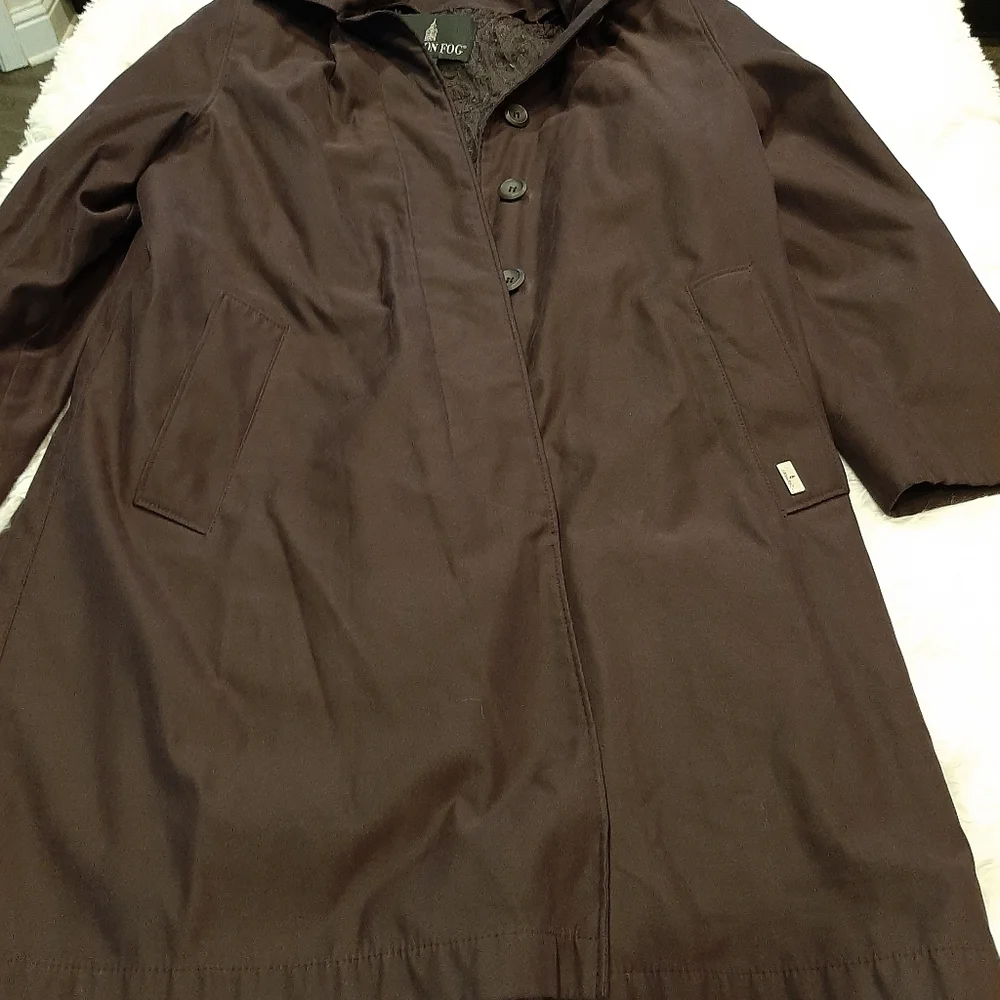 LONDON FOG Purple coat with removable hood - Picture 8 of 13